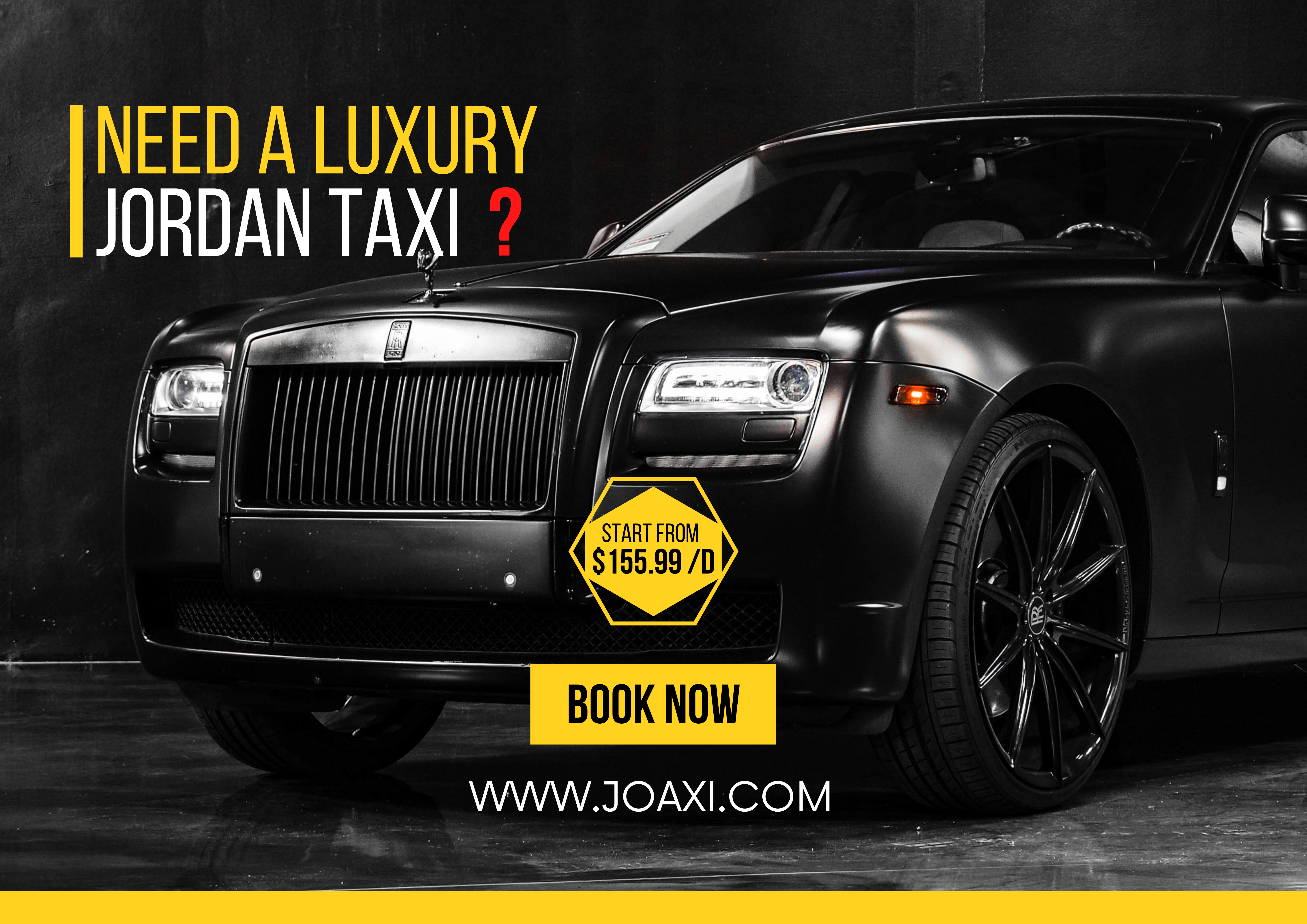 Black Yellow Modern Automotive Rent Flyer Landscape Amman To Petra